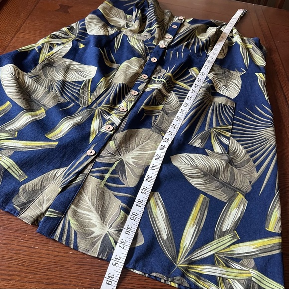 Naif Tropical Palm Leaf Sundress Button Front Pockets Women Plus Size 2X Dress - Picture 13 of 13